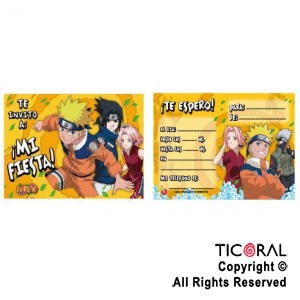 NARUTO INVITACION GRANDE x 10